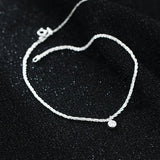 Silver 925 Popcorn Chain Anklet for Women with Diamond Zircon
