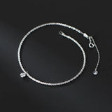 Silver 925 Popcorn Chain Anklet for Women with Diamond Zircon