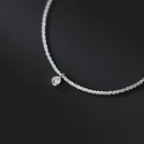 Silver 925 Popcorn Chain Anklet for Women with Diamond Zircon