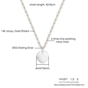 Sterling Silver 925 Round Pendant Necklace for Women