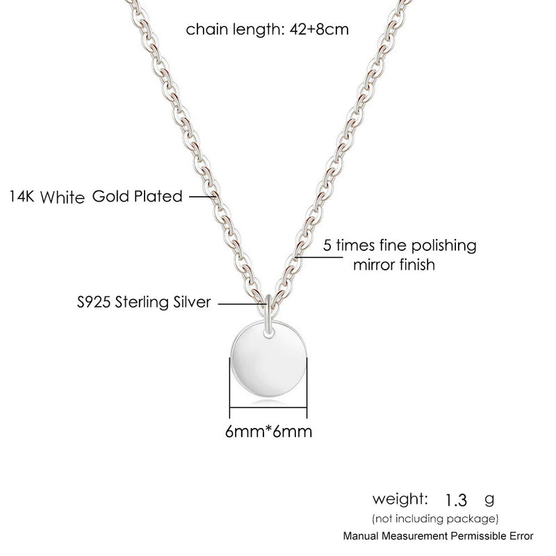 Sterling Silver 925 Round Pendant Necklace for Women