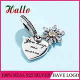 925 Silver Snowflake Heart Dangle Charm Bead for Bracelet