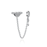 925 Silver Clear Butterfly Safety Chain Charm Bead for Bracelet Pendant