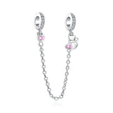 925 Silver Clear Butterfly Safety Chain Charm Bead for Bracelet Pendant