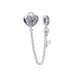 925 Silver Clear Butterfly Safety Chain Charm Bead for Bracelet Pendant