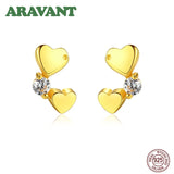 925 Sterling Silver Double Heart Stud Earrings for Women Girls