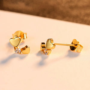 925 Sterling Silver Double Heart Stud Earrings for Women Girls