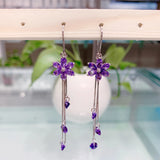 925 Silver Crystal Flower Stud Earrings