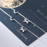 Silver 925 Unicorn Anklet For Women Moon Foot Bracelet On the Leg Jewelry