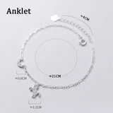Silver 925 Unicorn Anklet For Women Moon Foot Bracelet On the Leg Jewelry