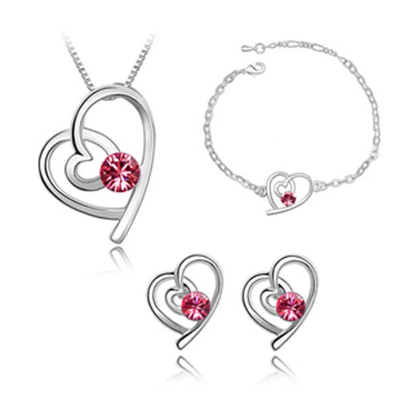 Silver 925 Rhinestone Pendants Jewelry Sets