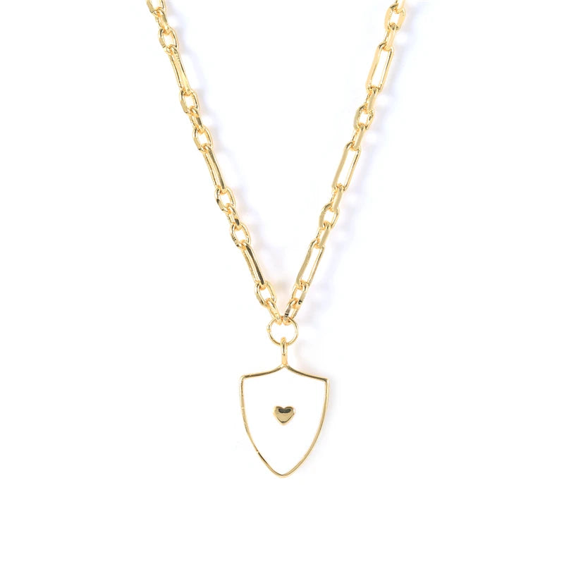 925 Silver Enamel Hip Hop Clavicle Chain Paperclip Lightning Necklace