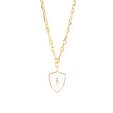 925 Silver Enamel Hip Hop Clavicle Chain Paperclip Lightning Necklace