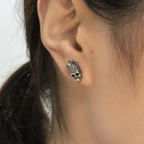 Skull King Crown Stud Earrings Vintage Style Silver 925 Women's Jewelry