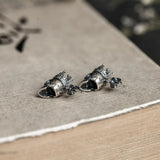 Skull King Crown Stud Earrings Vintage Style Silver 925 Women's Jewelry