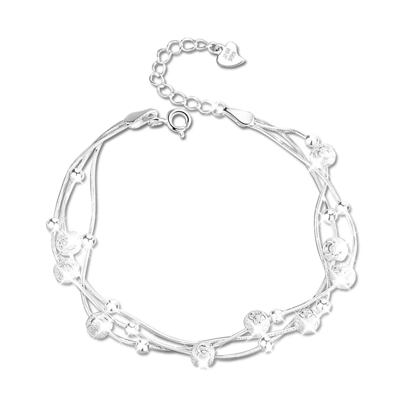 Silver Beads Bracelet Women Lucky Charms Chains Girls Ladies Chain