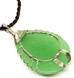 Silver Amethyst Green Jade Tree of Life Pendant Necklace