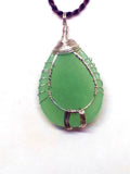 Silver Amethyst Green Jade Tree of Life Pendant Necklace