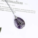 Silver Amethyst Jade Tree Of Life Pendant Necklace