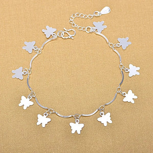 925 Silver Butterfly Charm Anklet for Women Girls Barefoot Leg Jewelry