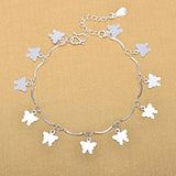 925 Silver Butterfly Charm Anklet for Women Girls Barefoot Leg Jewelry