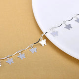 925 Silver Butterfly Charm Anklet for Women Girls Barefoot Leg Jewelry