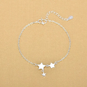 925 Silver Star Anklet for Women - Foot Barefoot Leg