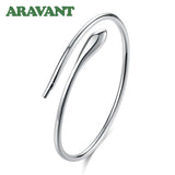 925 Silver Snake Open Adjustable Cuff Bracelet Jewelry