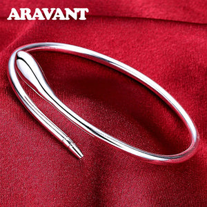 925 Silver Snake Open Adjustable Cuff Bracelet Jewelry