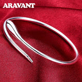925 Silver Snake Open Adjustable Cuff Bracelet Jewelry