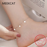 925 Silver Geometric Beads Anklets Minimalist Foot Jewelry SCT011