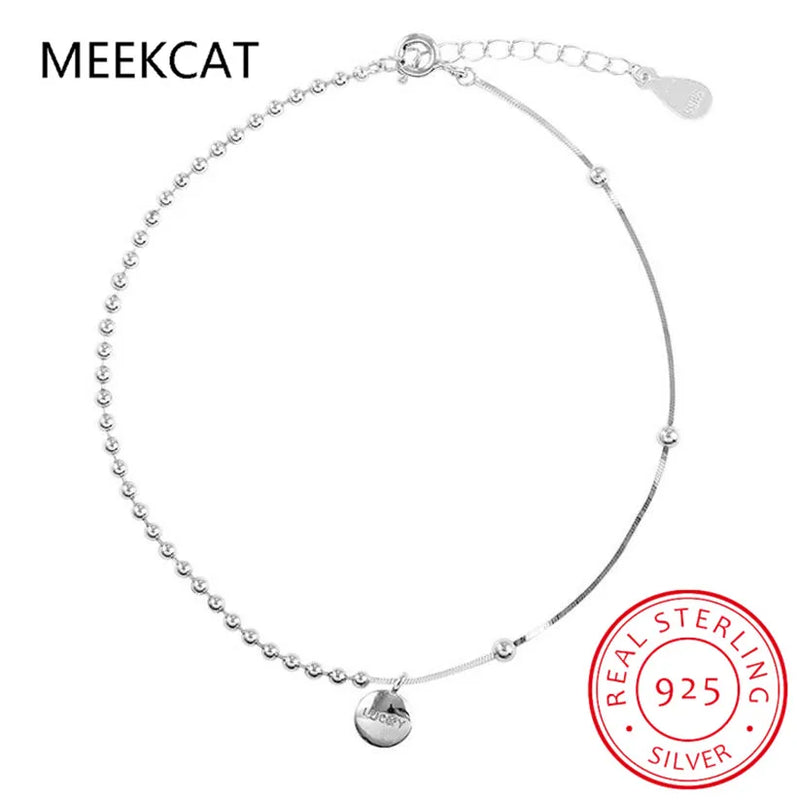 925 Silver Geometric Beads Anklets Minimalist Foot Jewelry SCT011