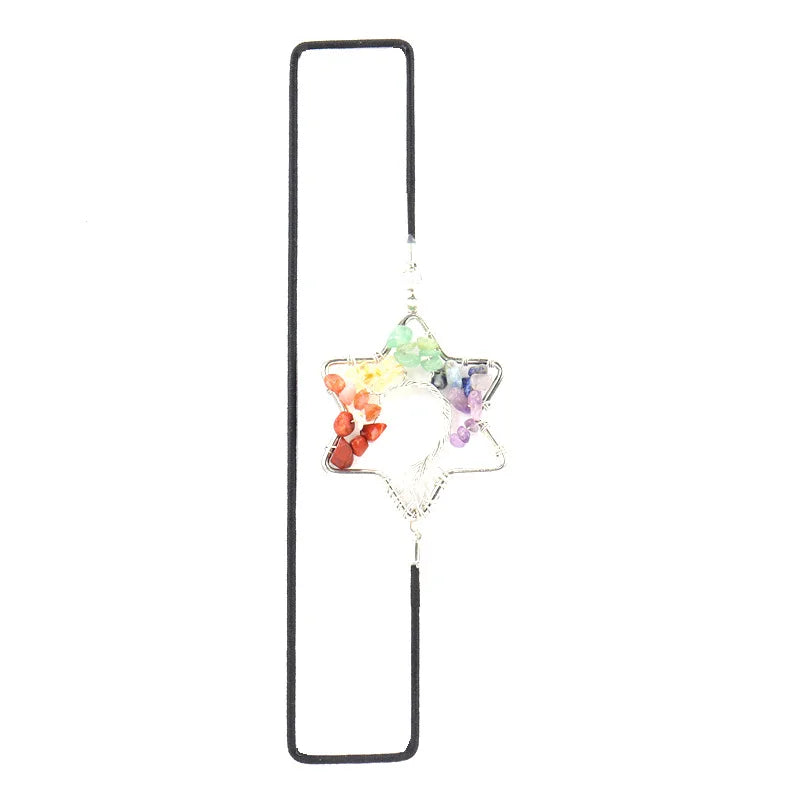 Silver Tree Of Life Chakra Bookmark Reiki Gravel Stone Crystal