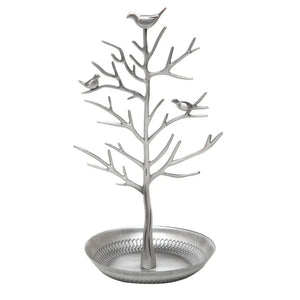 Silver Birds Tree Tabletop Jewelry Display Necklace Earring Stands