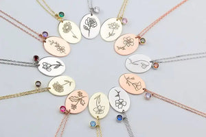 Silver Birth Flower Necklace - Personalized Flower Necklace