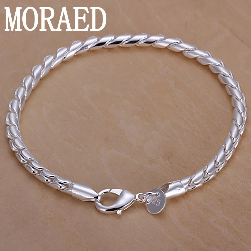 925 Silver Bracelet 4mm Valentine Chain for Men & Women