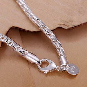 925 Silver Bracelet 4mm Valentine Chain for Men & Women