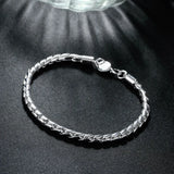 925 Silver Bracelet 4mm Valentine Chain for Men & Women
