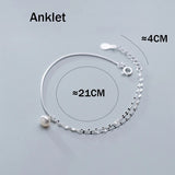 925 Sterling Silver Snake Chain Anklet for Women, Summer Foot Jewelry Decoration