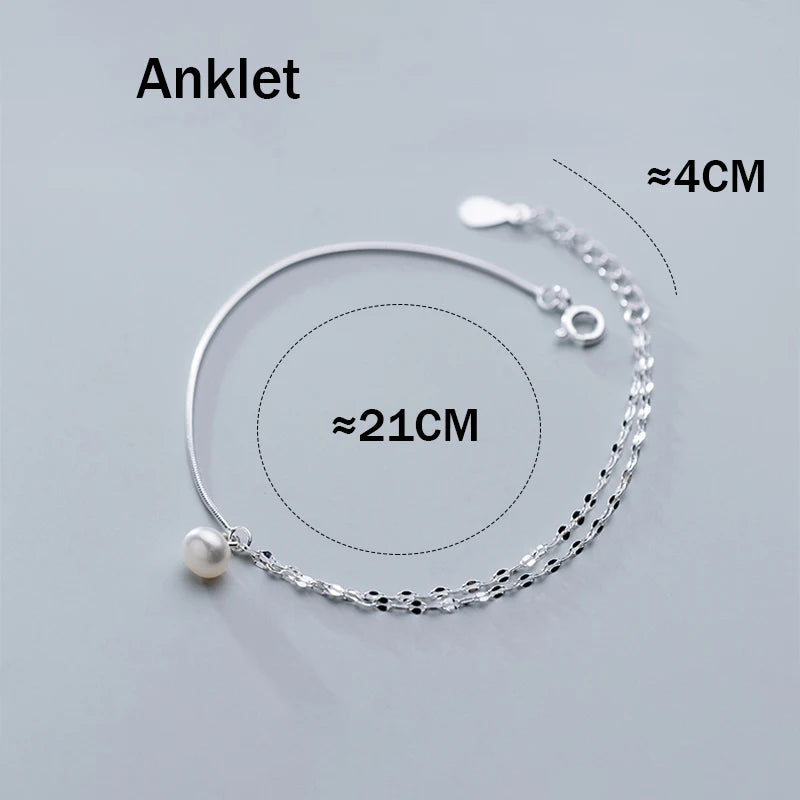 925 Sterling Silver Snake Chain Anklet for Women, Summer Foot Jewelry Decoration
