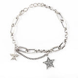 925 Silver Women Bracelet Star Charm Retro Jewelry