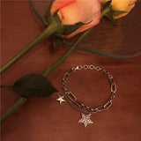 925 Silver Women Bracelet Star Charm Retro Jewelry