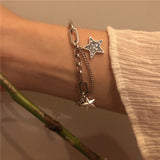 925 Silver Women Bracelet Star Charm Retro Jewelry