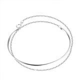 925 Silver Chain Link Double Layered Bangle Women Jewelry