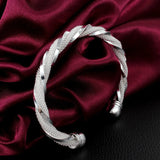 925 Silver Mesh Wide Bracelet Bangle for Men Women