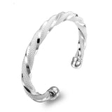 925 Silver Mesh Wide Bracelet Bangle for Men Women