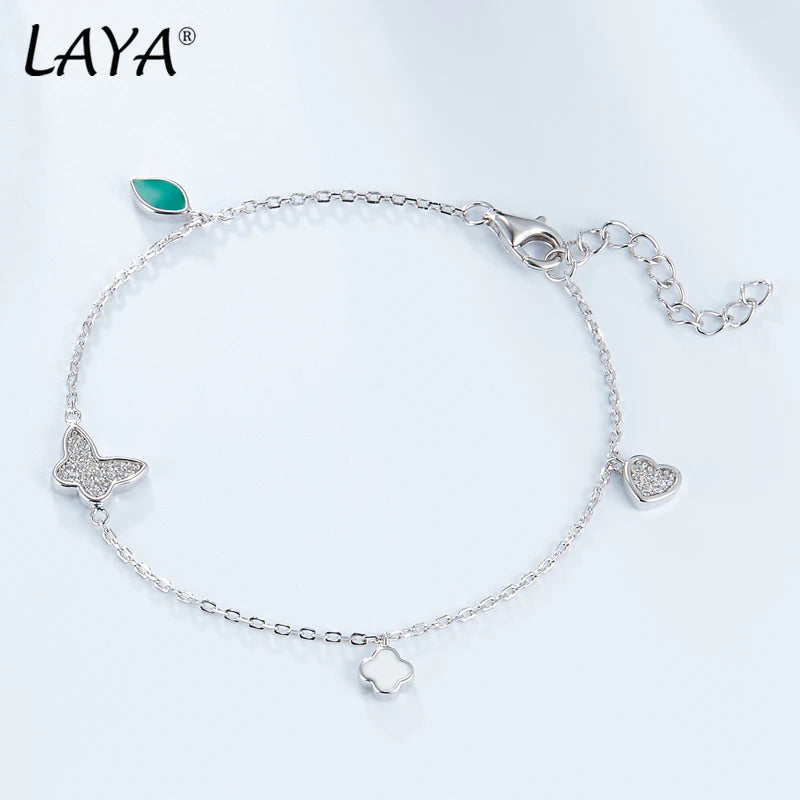 925 Sterling Silver Butterfly Bracelet for Women with High Zirconium Jewelry
