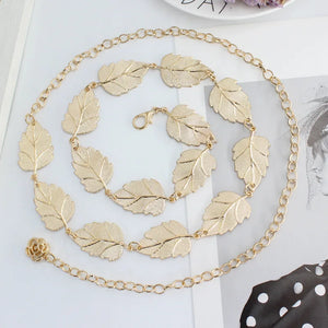 Metal Leaves Chain Belt Chunky Fringes Belts Hip