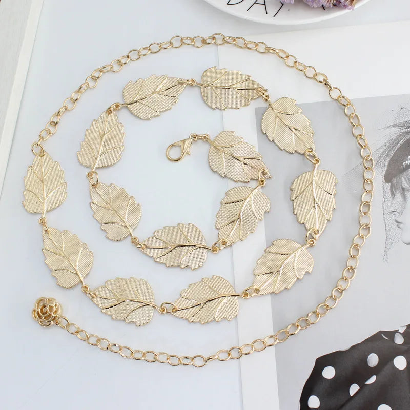 Metal Leaves Chain Belt Chunky Fringes Belts Hip
