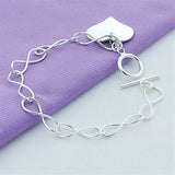 925 Silver European Heart Charm Bracelet for Women